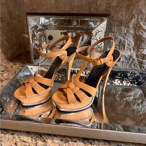 Yves Saint Laurent Tan Strappy Heels